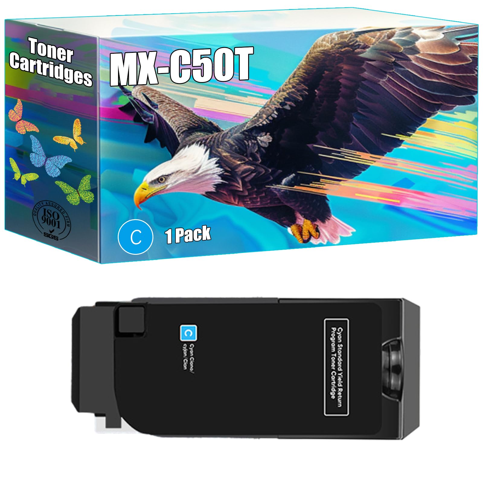 ODRNG MX-C50T Toner Cartridges Compatible for Sharp MX-C407F MX-C507F Printers, High Yield 30000 Pages, Bright Colors Clear Printing (1 Pack Cyan)
