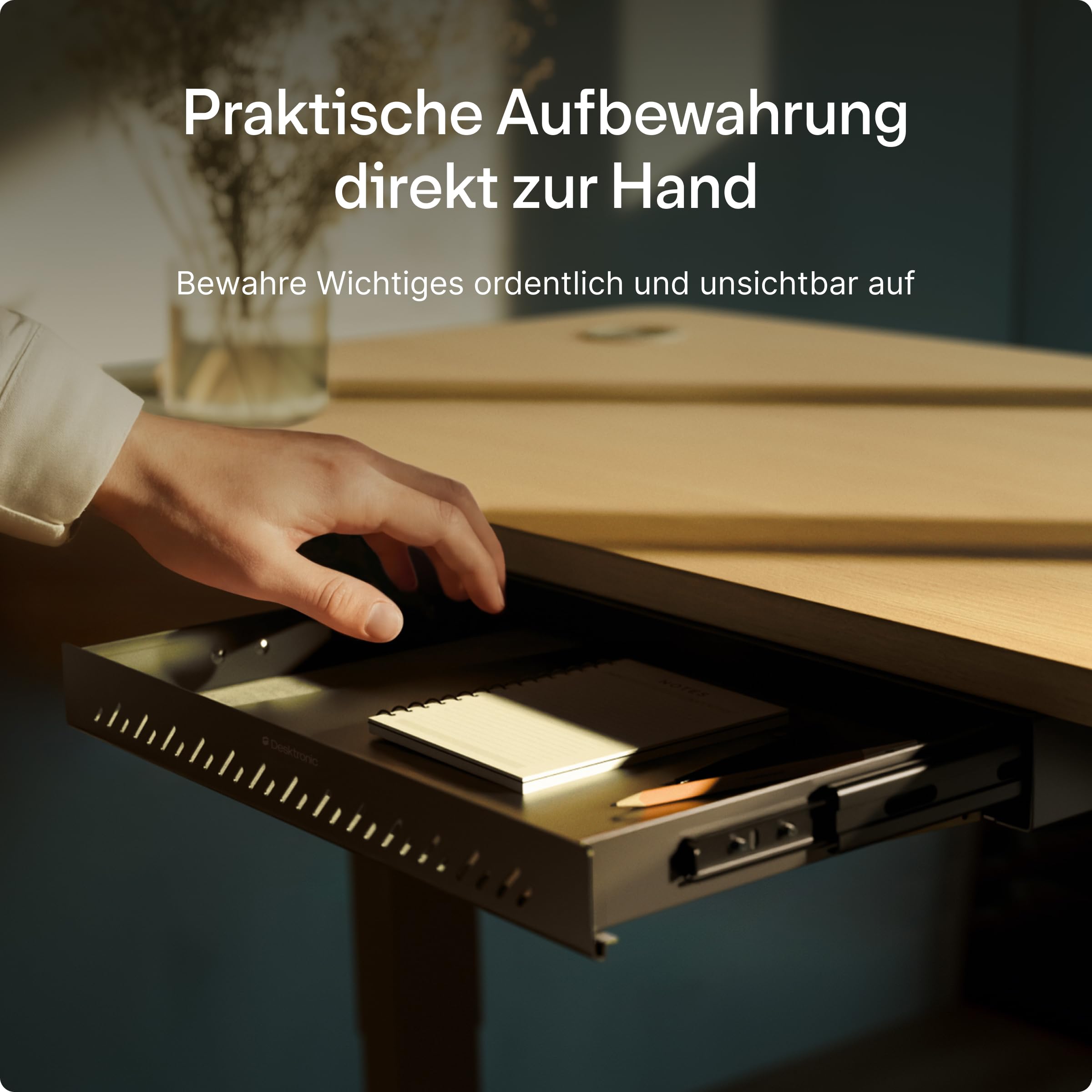 Desktronic Schreibtisch-Organizer, Untertisch-Aufbewahrungsbox, Schreibtisch für Büro Schule Homeoffice Schreibwaren, Metallschublade, Versteckte Schubladenbox (Schwarz)