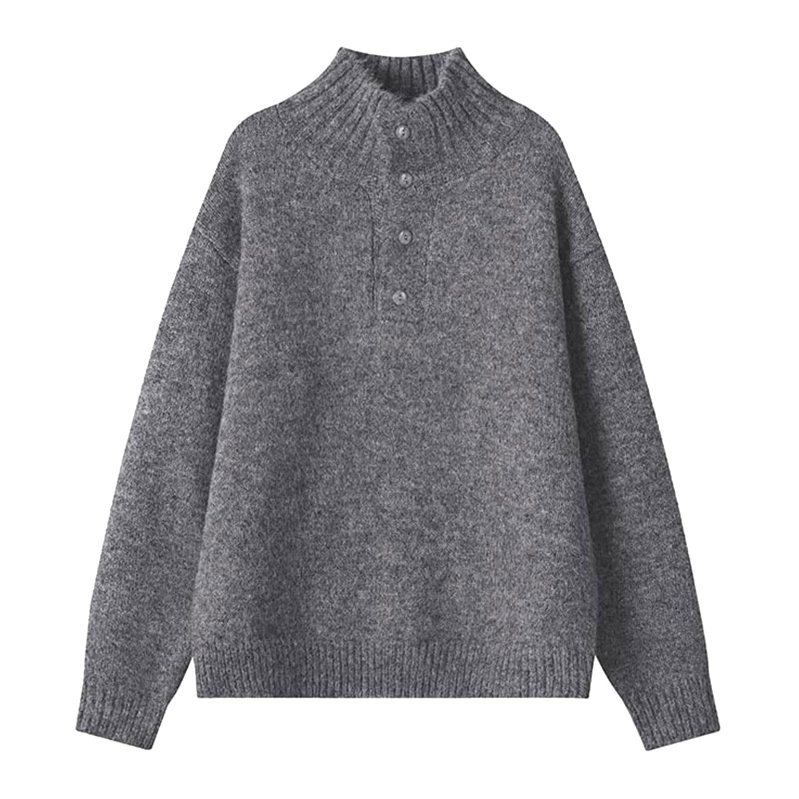 DENGJIAMY Męski sweter z kołnierzykiem na guziki sweter podstawowy gładki