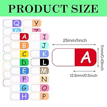 新品未使用　manual alphabet size 1 Amazon.com : A to Z 26 Letters Alphabet Index Labels 256pcs