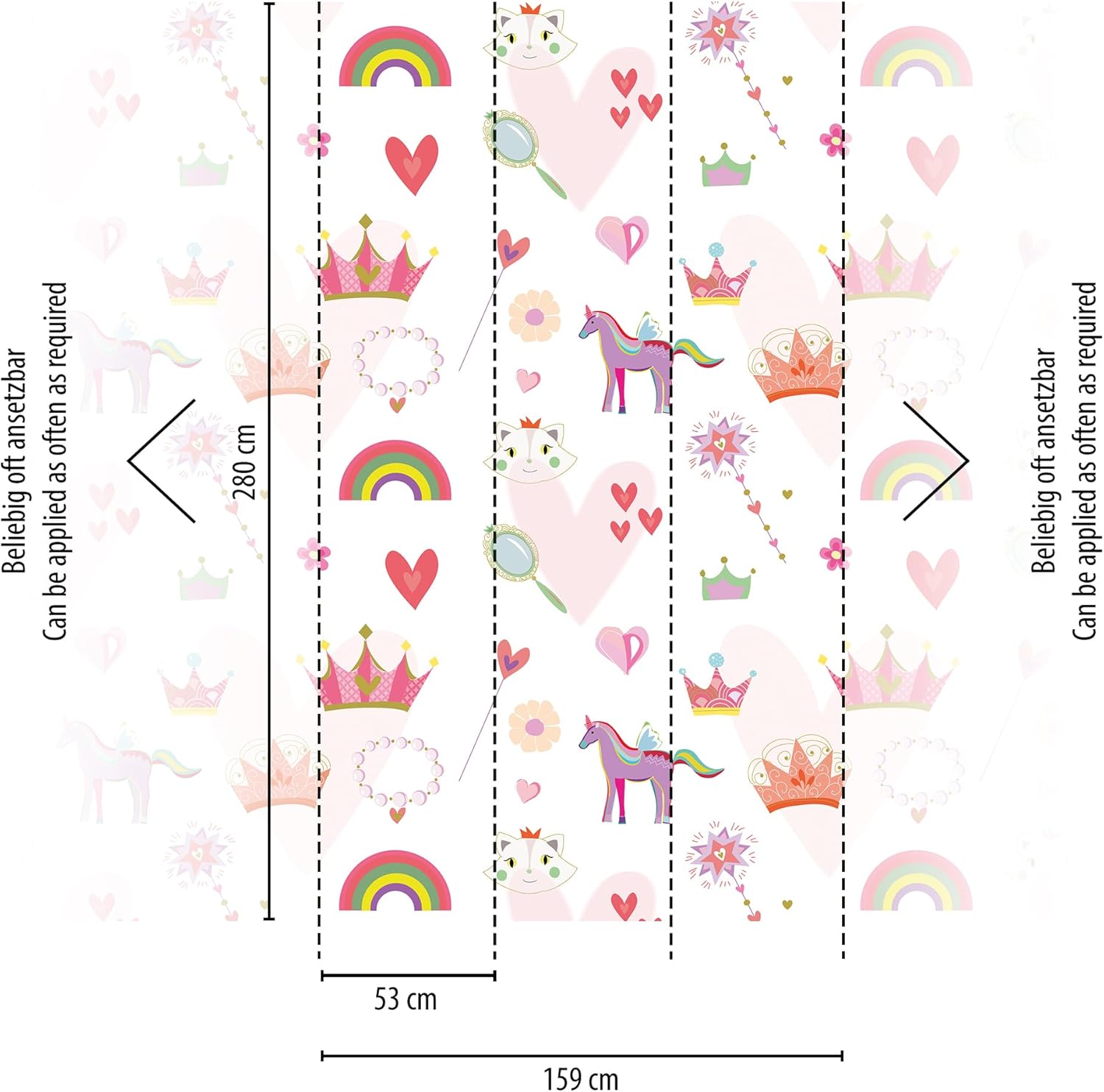 Livingwalls Non-Woven Wallpaper - Rainbow Wallpaper in Pink, White and Red - Wall Wallpaper for Various Rooms - XXL Wall Picture 2.80 m x 1.59 m