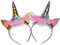 Vista 1 de 2 diademas de cuerno de unicornio, flores, orejas de gato, para fiestas de cumpleaños, Navidad, Halloween, accesorios de fotos, suministros