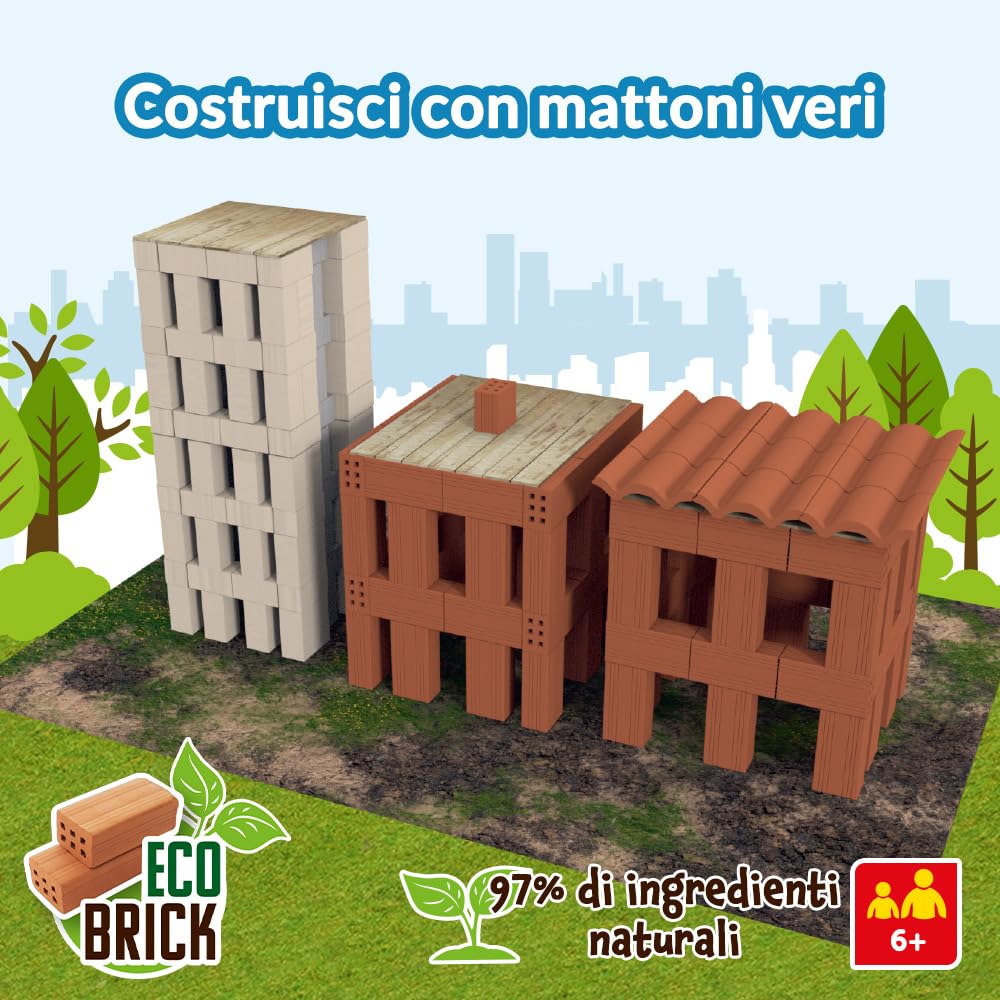 Brick Trick Trefl Cantiere/Construction Site - Costruisci con i Mattoncini, Veri Mattoncini ECO, 290 Mattoni, Riutilizzabili, Kit Creativo per Bambini dai 6 Anni