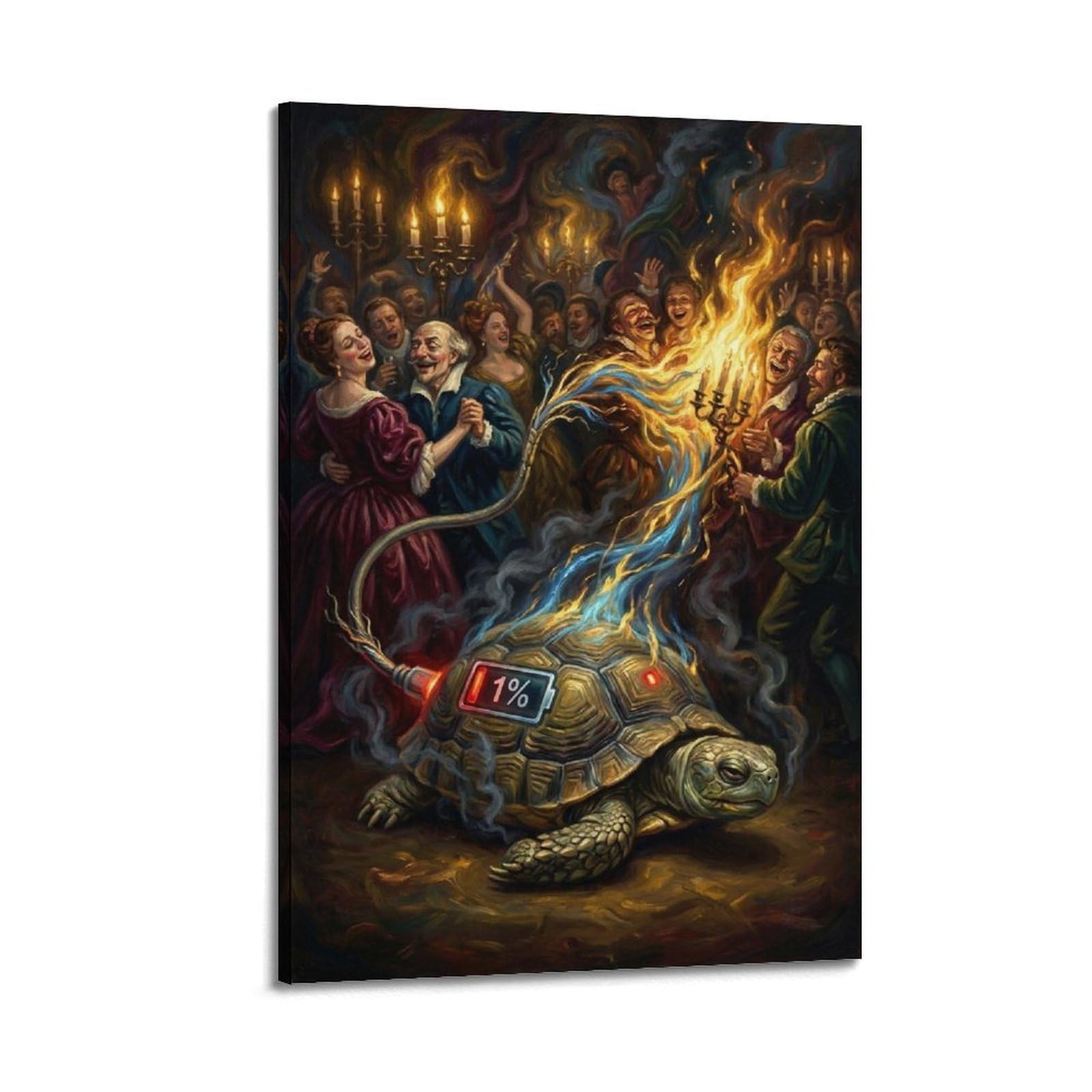 XKUGA Surreal Vintage Animal Poster Turtle Social Burnout Satire Modern Decorative Canvas Prints - Ideal Wall Art for Family, Man Cave, Game Room, Boys & Girls Bedroom 20x30inch(50x75cm)