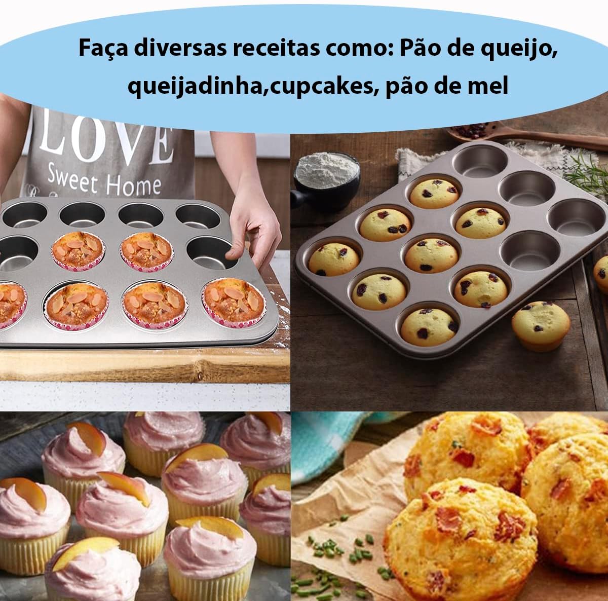 Forma Para 12 Cupcakes Em Aço Carbono Com Antiaderente 35 X. Veja Isto! 2 71Ta4S7Sncl. Ac Sl1200