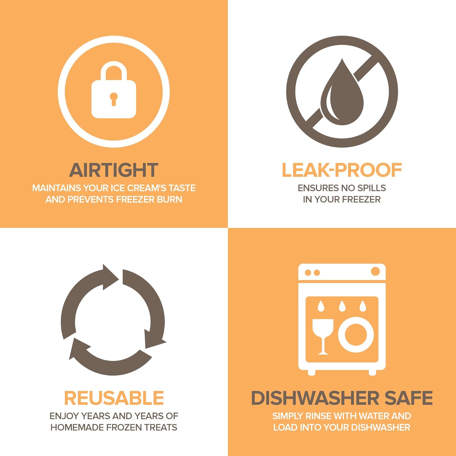 16 oz Ice Cream Containers with Airtight Silicone Lids ( 4-Pack ) Homemade Ice Cream Container perfect for storing Gelato, Sorbet & Frozen Yogurt, Reusable 1 Pint Ice Cream Container with Lids - Image 3