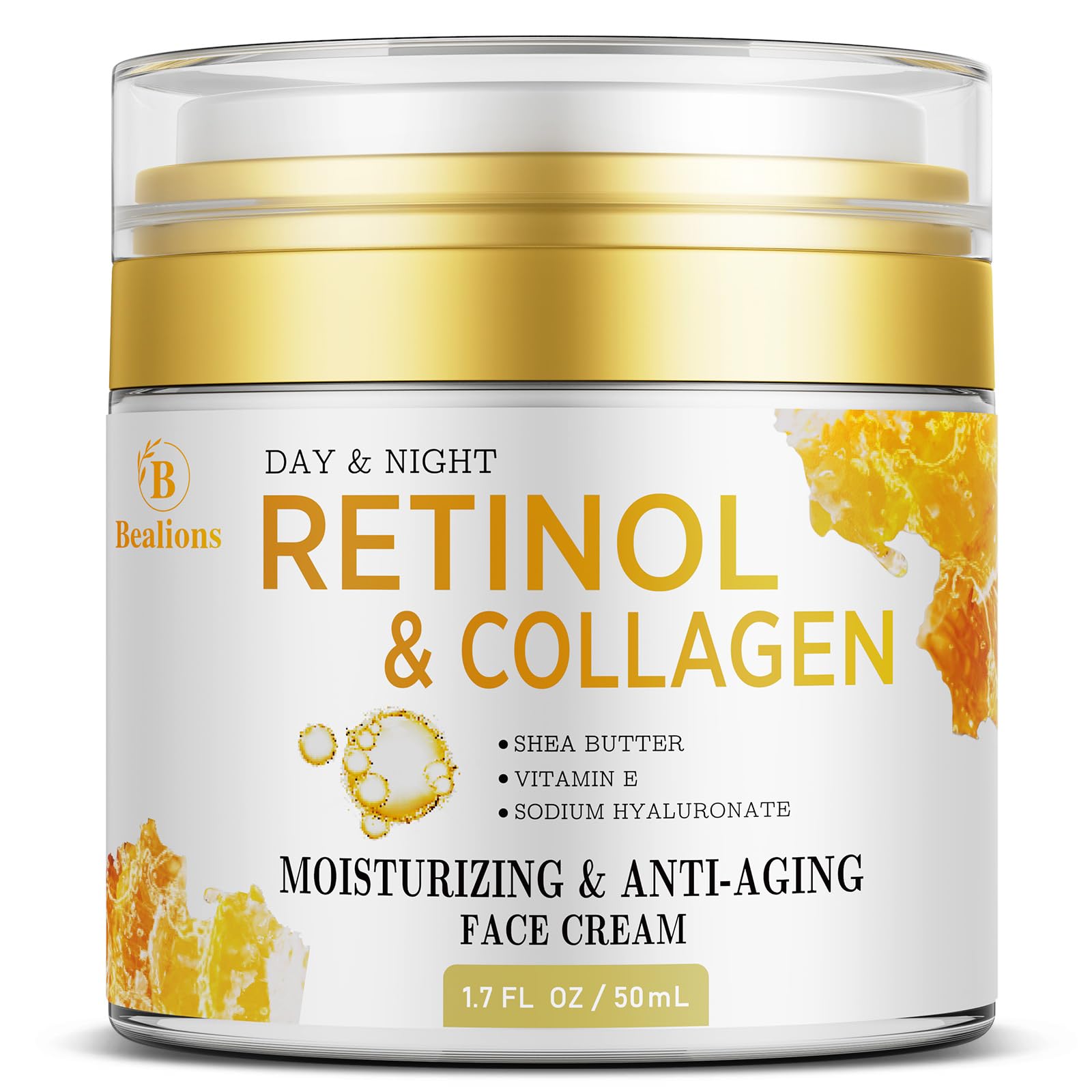 Retinol Cream for Face Anti Aging: Wrinkle Cream for Face Neck with Collagen Hyaluronic Acid - Night Moisturizer for Men Women - Christmas Stocking Stuffers Self Care Gifts for Mom Dad Sister