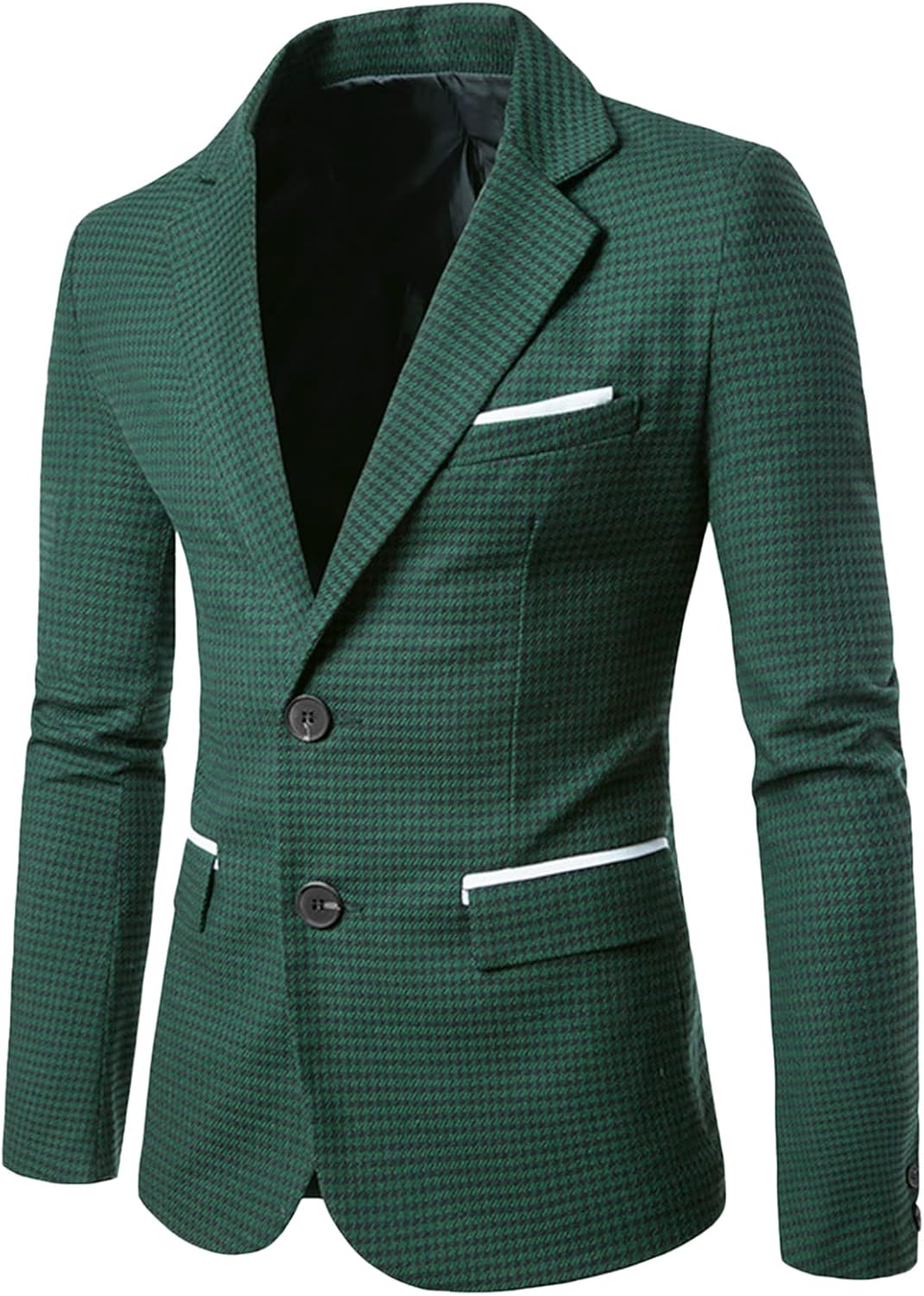 Lars Amadeus Men's Casual Sport Coat Pattern Button Up Houndstooth Plaid Blazer