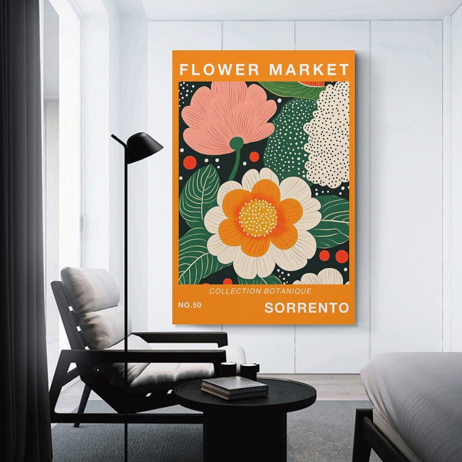 Junmoney Unframe-Style-19 Decorative Wall Artwork Flower Market Sorrento Botanical Travel Art Print, 24X36inch(60X90cm), For New Homes, Bedrooms Or Workspaces, Canvas Artwork With Gifting Potential