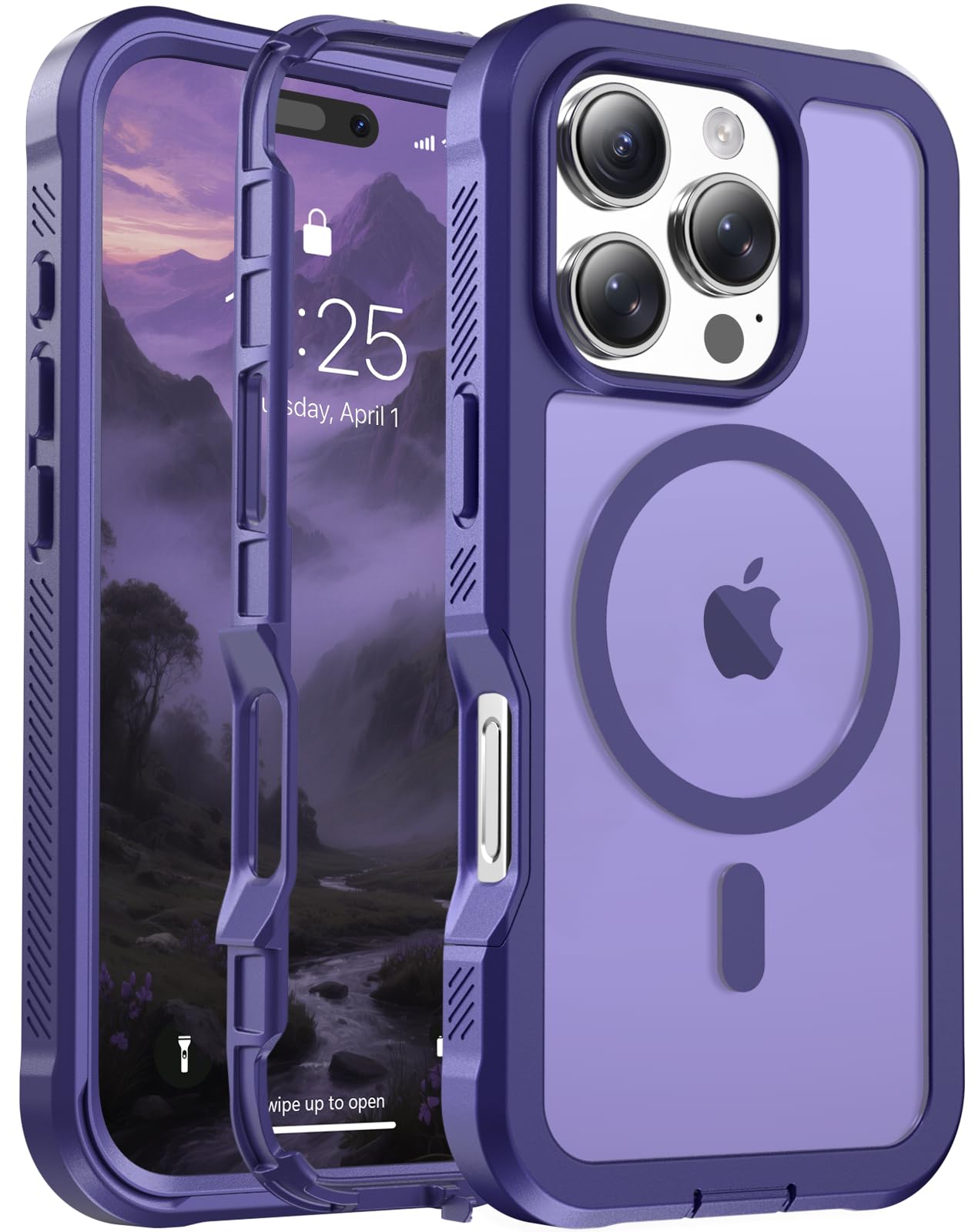 jaroco Magnetic for iPhone 16 Pro Case Heavy Duty Protection Dark Purple
