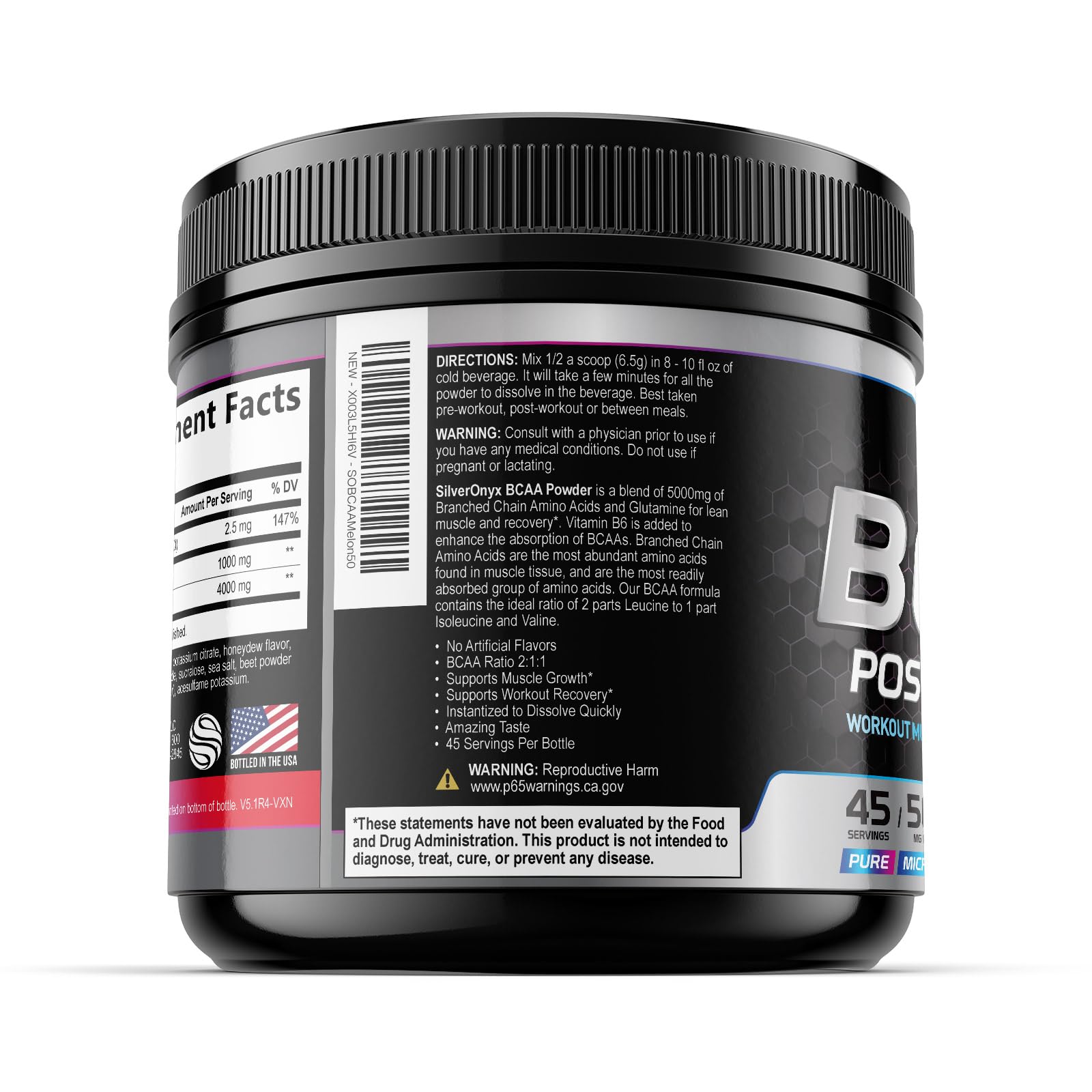 BCAA Powder - 4000mg BCAAs, 1000mg L-Glutamine - Extra Strength Post Workout Recovery Drink Mix with Branched Chain Amino Acids - Sugar Free Hydration Powder Supplement - Watermelon - 45 Servings — Amazon image 6
