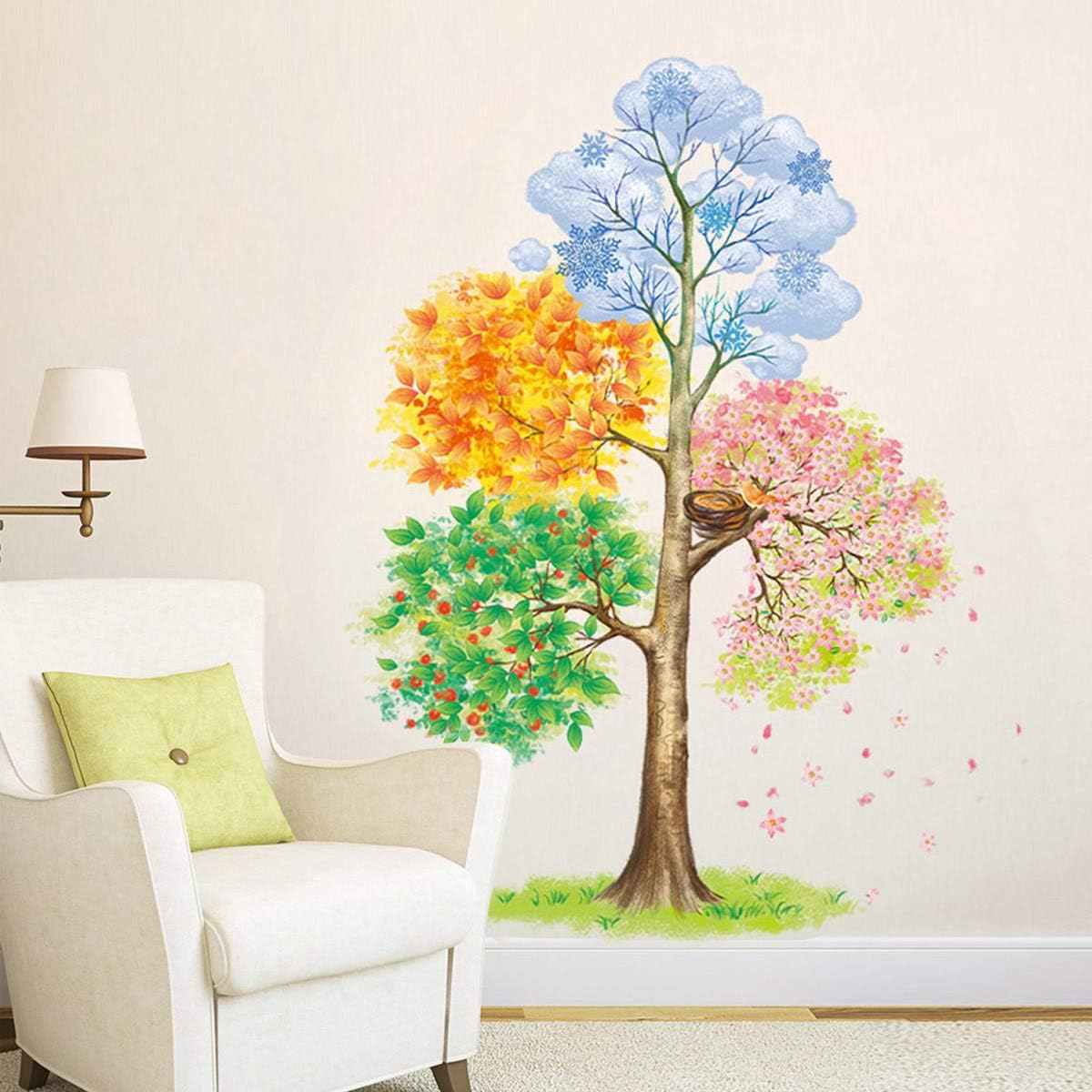 Four Seasons Tree Wall Stickers Removable Vinyl Wall Decals Art Decor for Bedrooms Living Room