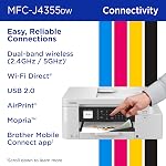 Brother INKvestment MFC-J4355DW All-in-One Color Printer, Copier, Scanner, Wireless with 1.8 "Color Screen and Boot Cartridges | INKvestment Tank, Print, Copy, Scan and Fax, 1.8" Color Screen, 150 Sheet Tray, 20 Sheet ADF, Auto Duplex