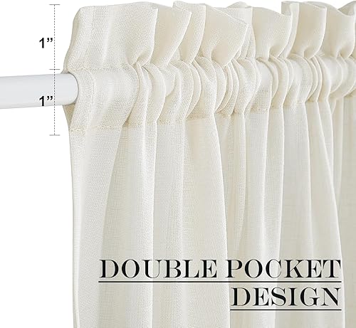 Miniatura 2 de NICETOWN Cortinas de puerta con luz lateral de 40 pulgadas de largo, textura de lino de privacidad, paneles de cortina de puerta francesa