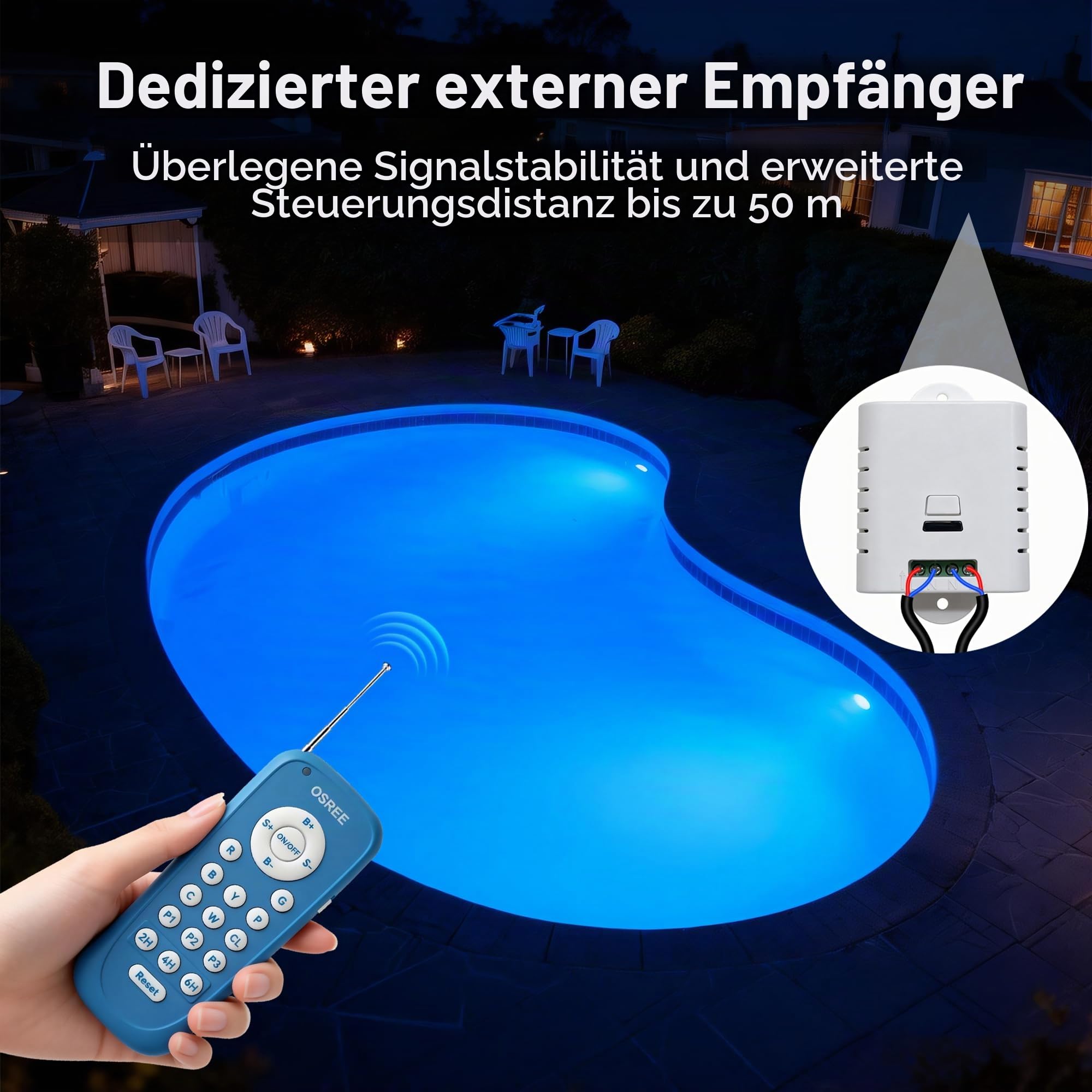 PAR56 LED Poolbeleuchtung, 20W Poolscheinwerfer RGB Dimmbar Farbwechsel 800lm, 12V AC Schwimmbadbeleuchtung mit Fernbedienung, 2/4/6H Timer, für Folien Fertig und Betonbecken, 2er-Pack