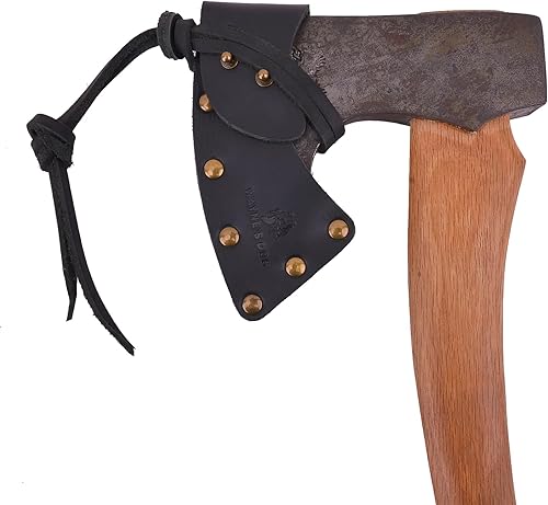 Miniatura 4 de Leather Hatchet Sheath Axe Holster, Buffalo Hide Axe Head Cover with Belt Loops Axe Protector