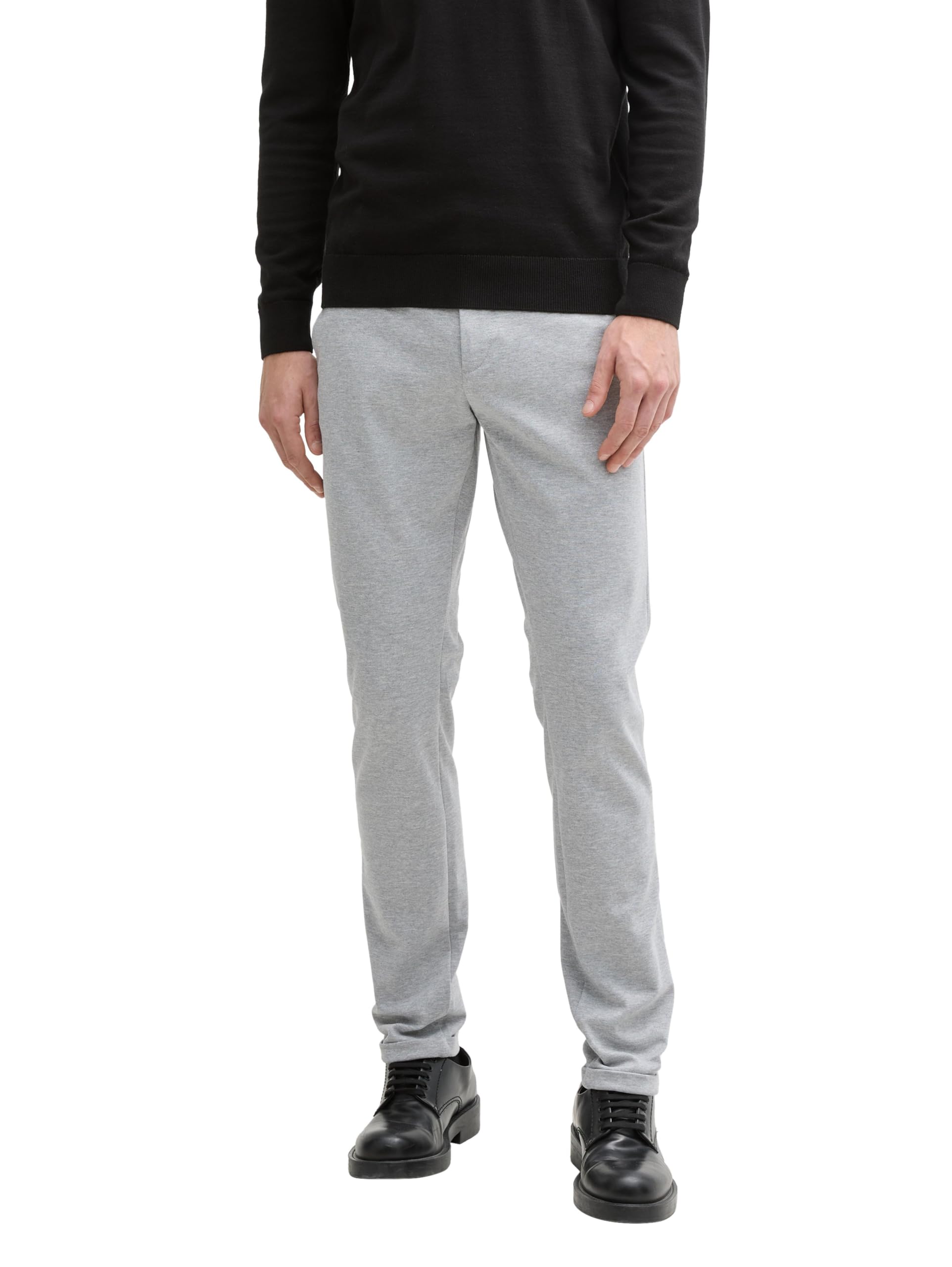 TOM TAILOR Herren Jersey Travis Slim Fit Chino Hose, 12035 - Grey Heather Melange, 31/32