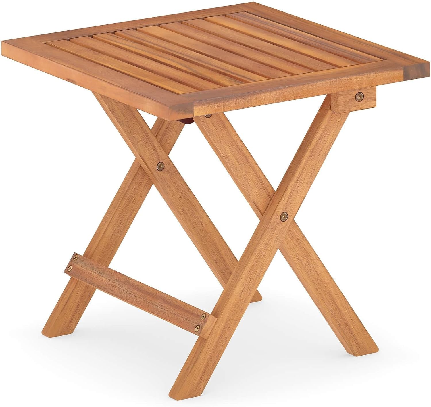 Premium Outdoor Folding Side Table Acacia Wood End Table Durable Square Patio Bistro Table
