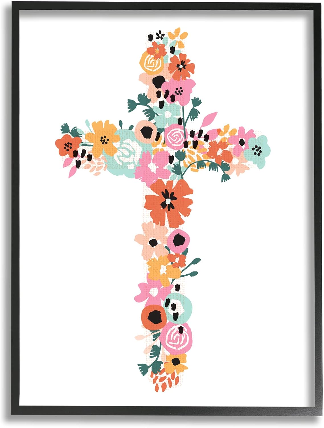 Stupell Industries Bold Flowers Cross Symbol Floral Arrangement Design, Design by Jess Bruggink