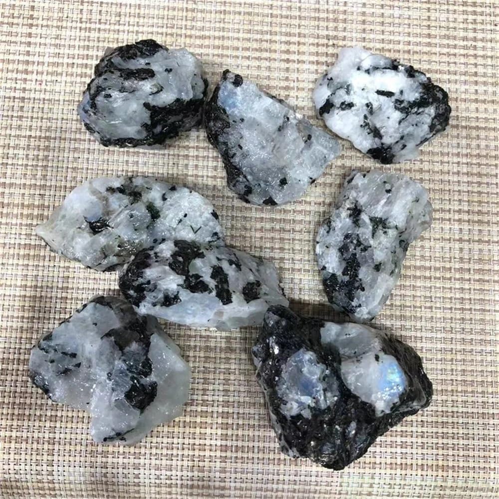 QINGQI Pietra Naturale Cristal Naturale Bianco Pietra di Luna Minerale Ghiaia Acquario Vaso di Fiori paesaggistica Decorazione al Quarzo Chakra(260-300g)