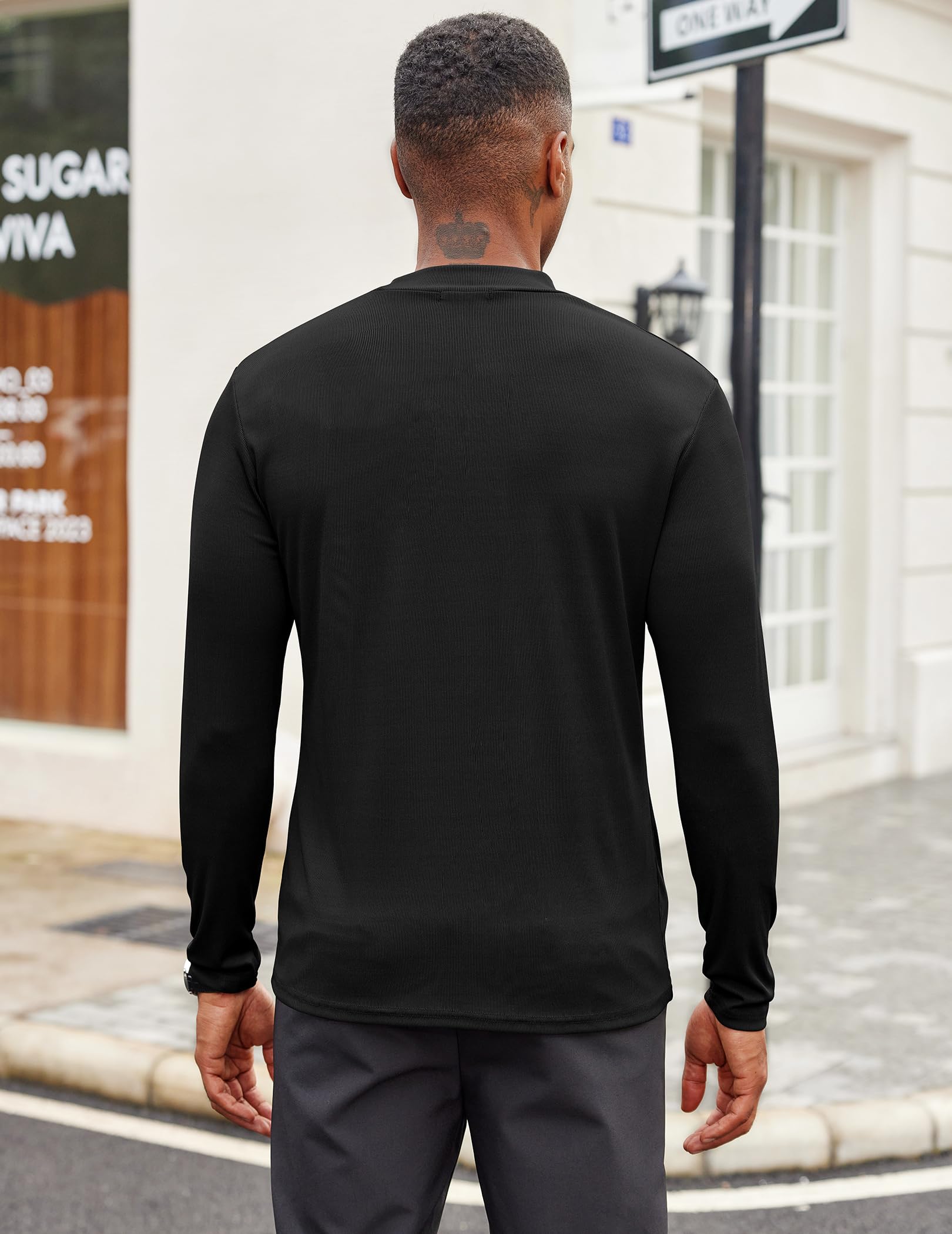 COOFANDY Camicia da uomo a collo alto a maniche lunghe slim fit basic t-shirt leggera a costine maglione pullover