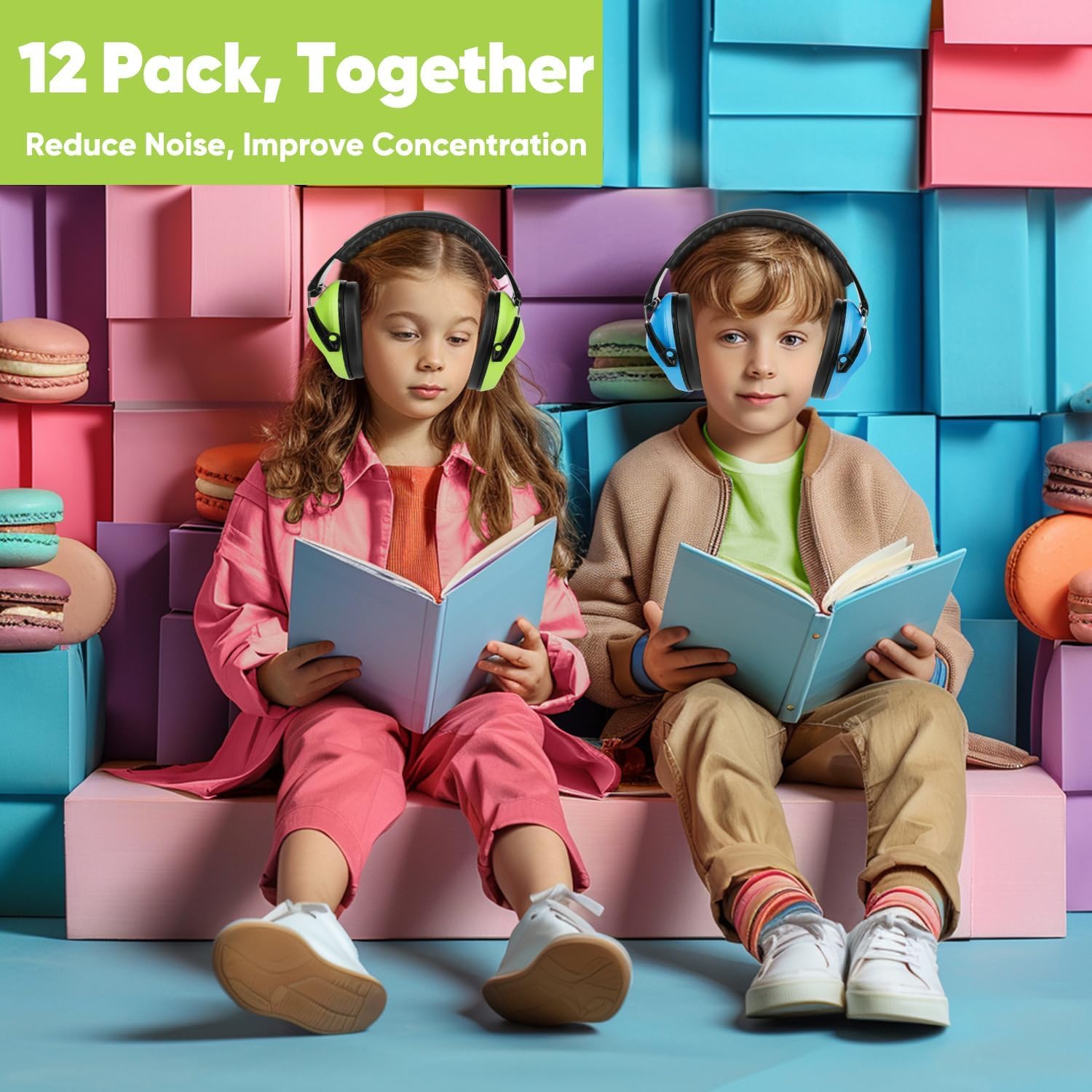 Floriogra 12 Pack Ear Defenders Children - Kids Ear Defenders for Autism, Toddler, Children Age 3-16 Years Old - Noise Cancelling Headphones for Kids for Concerts, Air Shows, Fireworks - 28dB SNR