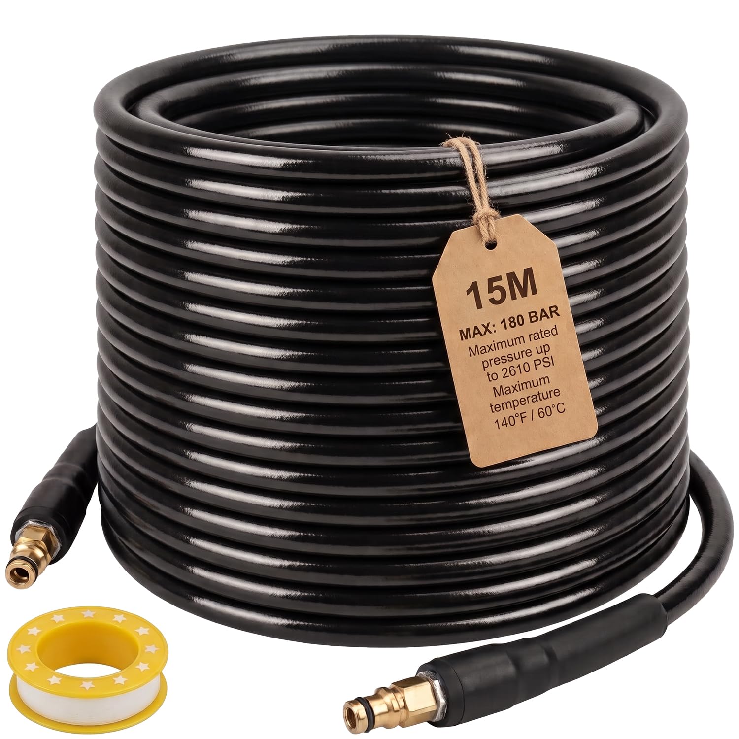 Manguera de repuesto de lavadora de alta presión de 15 m para lavadoras a presión domésticas Kärcher K Series K2, K3, K4, K5, K7, accesorios de extensión de tubo de limpieza de agua, conector rápido