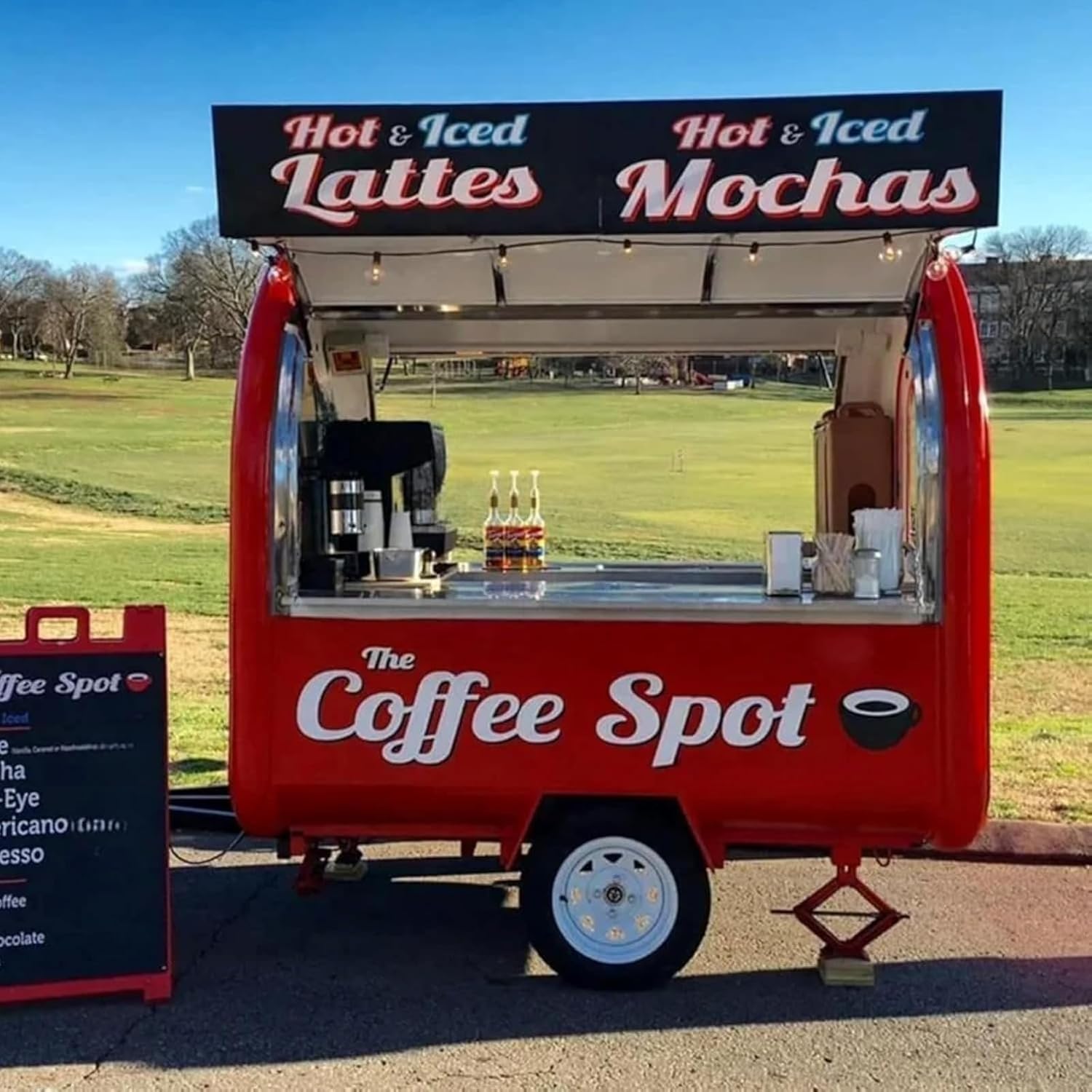 Mobile Coffee Trailer,Food Truck Trailer for Sale Fully Equipped Customizable Equipment Build Your Own Concession Kitchen for Small Business, Towable Street Cart for Ice Cream BBQ Taco Hot Dog