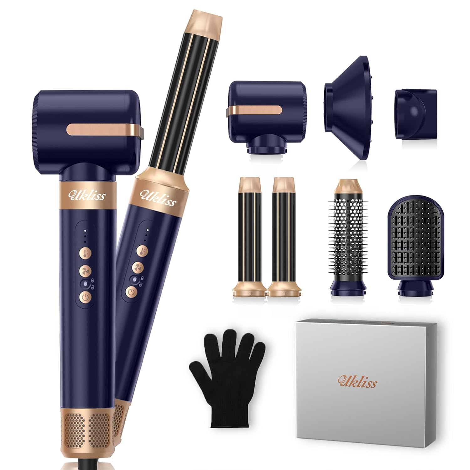 UKLISS Hair Dryer Brush 7 in 1 110000 RPM Hair Dryer with Diffuser for Curly Twisted Hair Professional