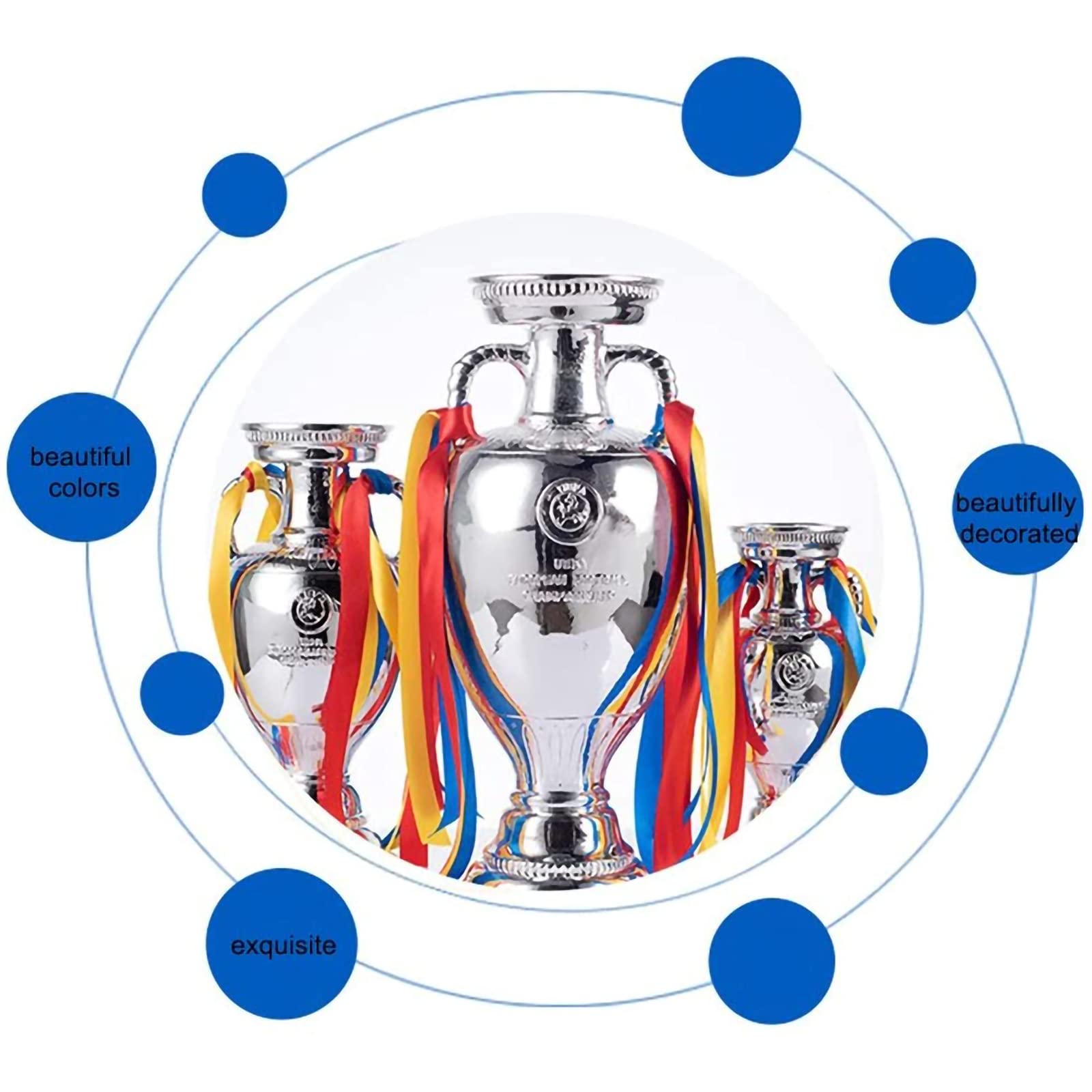 Fußball-Trophäen, Harz-Replika-Trophäen Der Fußball-Europameisterschaft, Trophäen des Europameister-Pokals Mit Luftschlangen, Dekorative Souvenirs Und Sammlerstücke Für Den Fußballsport,44cm