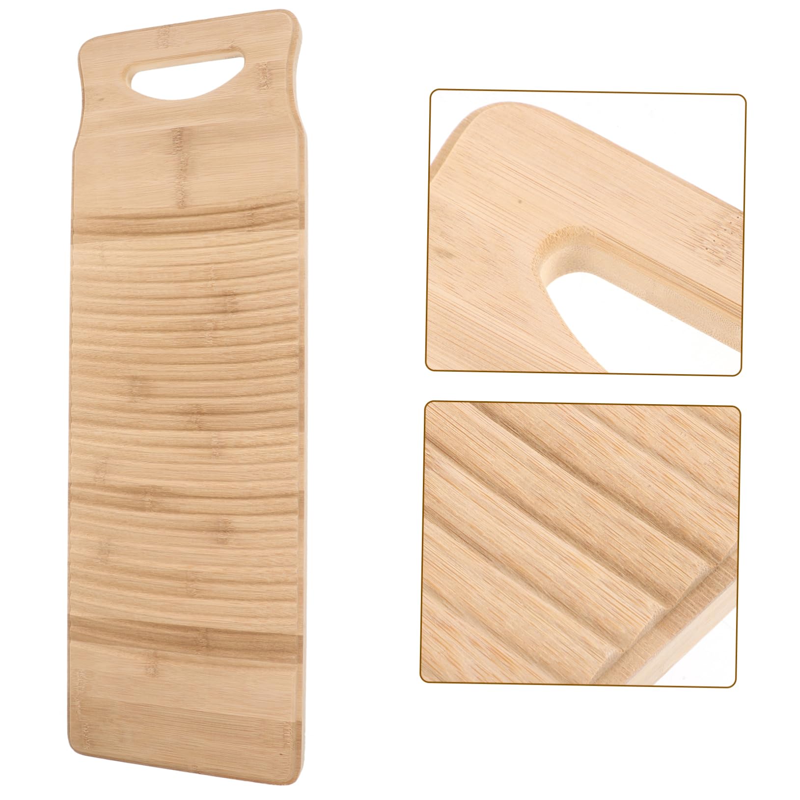 Beaupretty Tabla De Lavar De Bambú Antideslizante Engrosada 60x20x1,8 Cm para Ropa, Hogar y Tienda, Durable, Textura Ondulada, Ahorro De Esfuerzo, Uso Práctico para Lavado Doméstico