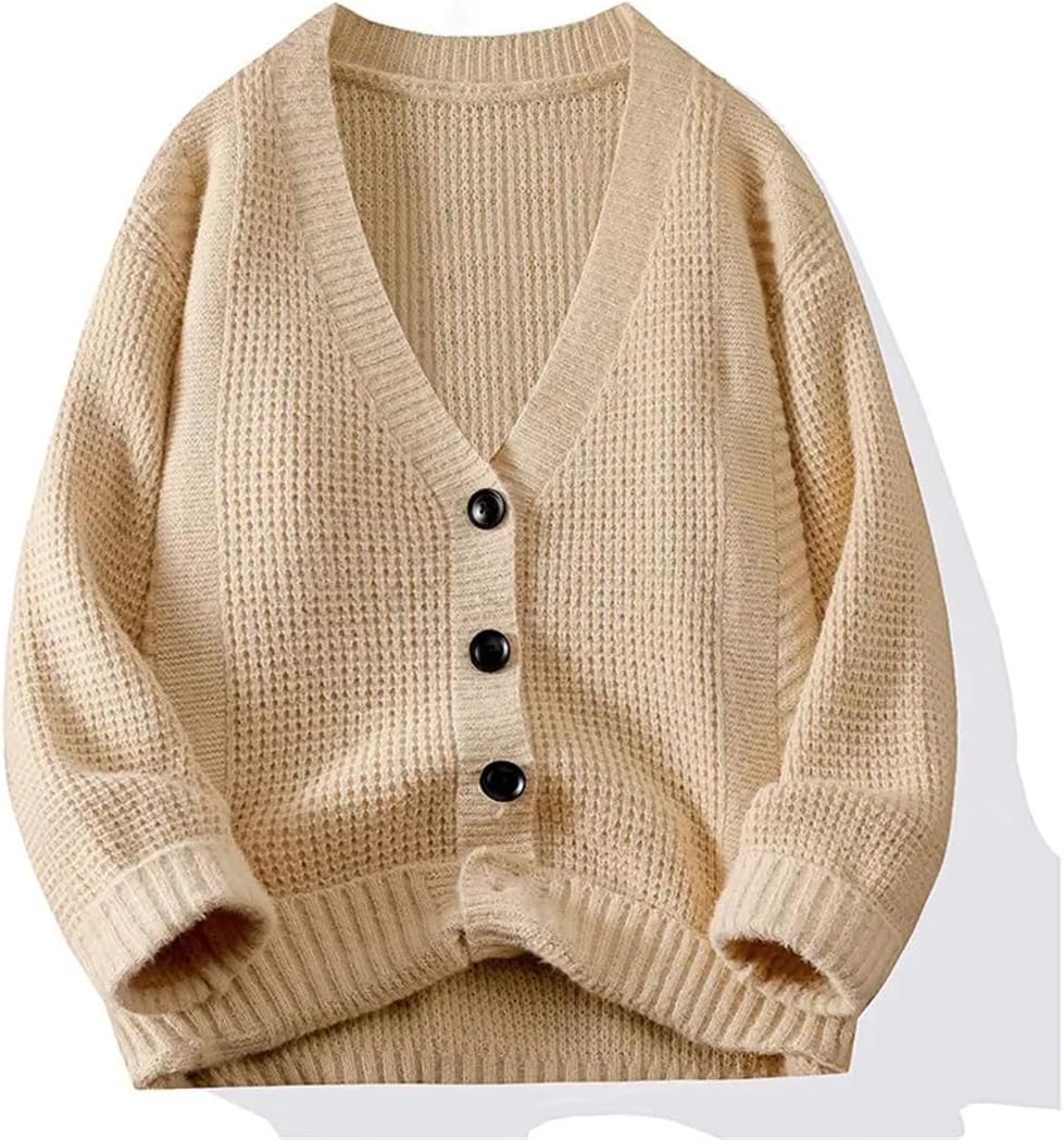 Men's Knitted Cardigan V Neck Casual Loungewear Sweater Loose Fit Home Wear Fall Winter Pajama Style