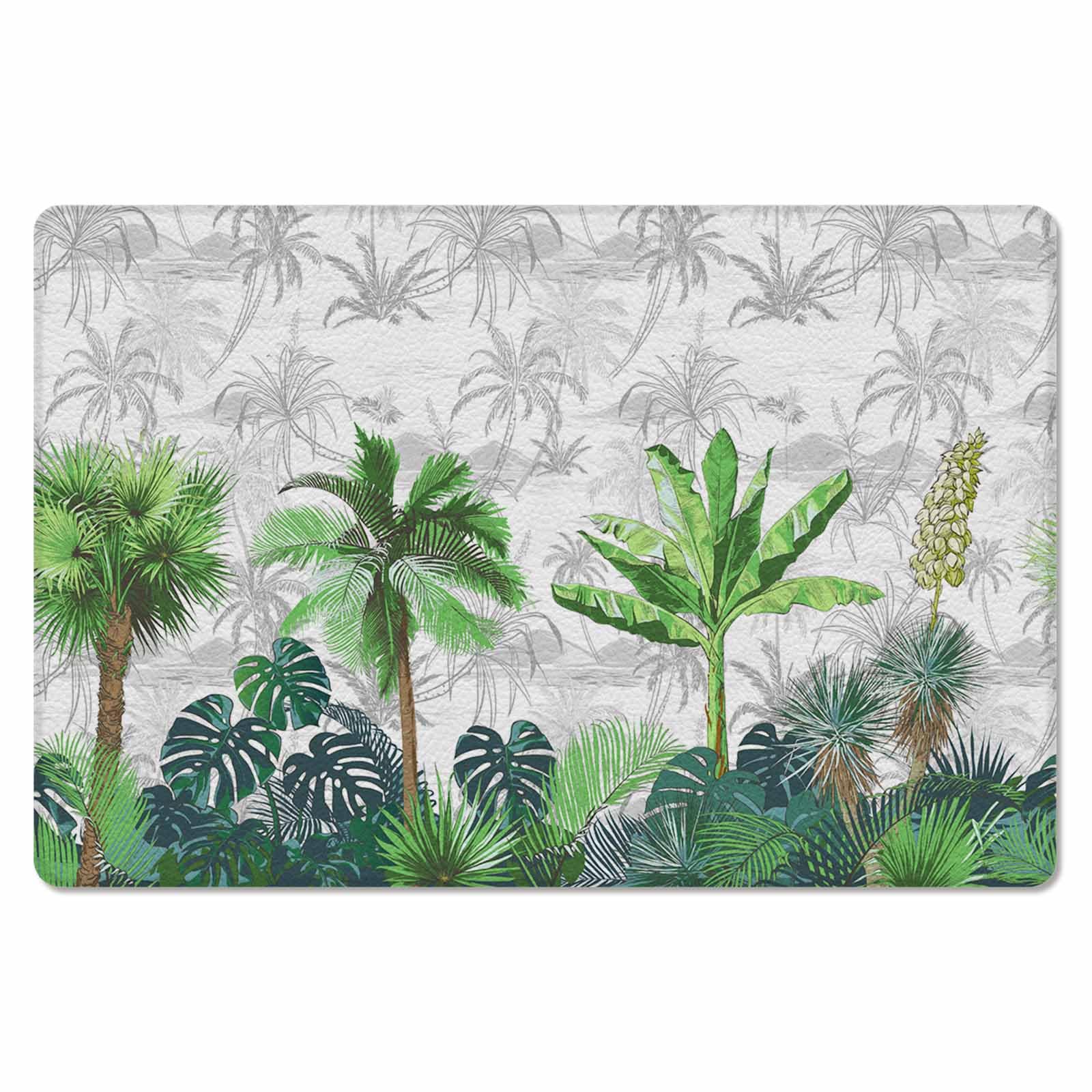 Palm Leaves Antifatigue Kitchen Bath Door Mat Cushioned Runner Rug,Washable Welcome Floor Sink Mat,Waterproof & Non-Slip Standing Doormat for Kitchen,Tropical Green Tropical Plants Trees Green 18