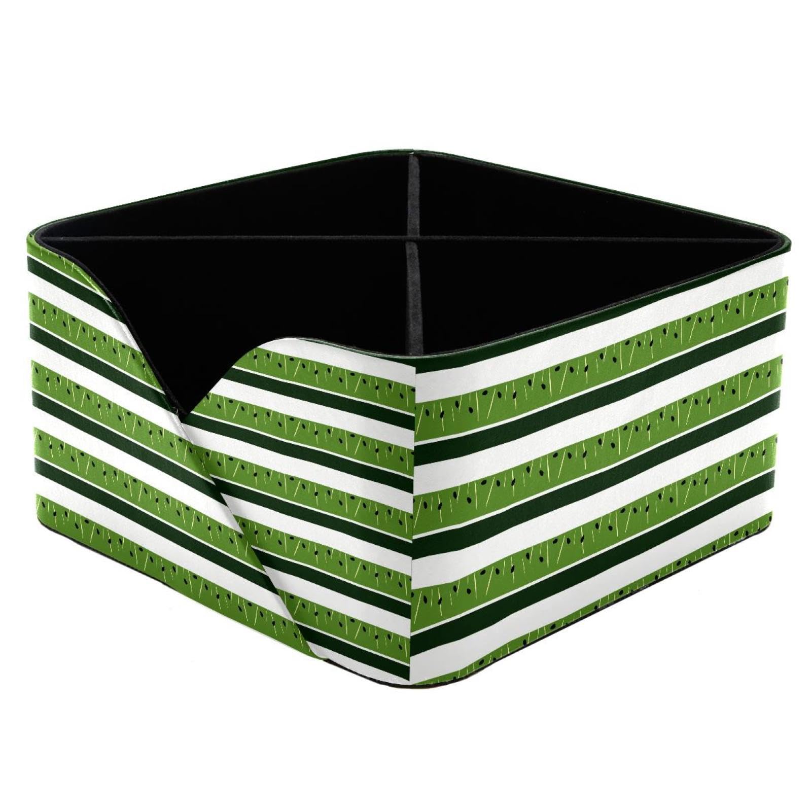 KengjuTesu Watermelon Striped Desktop Organizer Pen Holder, Rectangular Pencil Cup for Office, Study and Makeup Stations