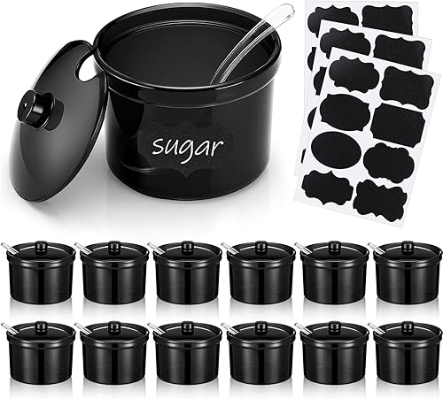 Vista 8 de Tioncy 12 unidades de suministros de barra de cacao caliente con tapa y cuchara, barra de fiesta, helado, helado, caramelo, manzana, dispensador