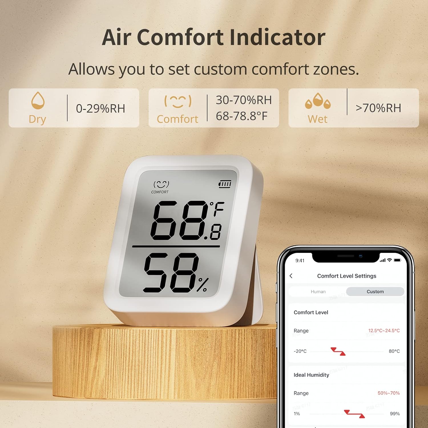 SwitchBot Thermometer Hygrometer, Bluetooth Indoor Humidity Meter for Home, Temperature Sensor with App Control, Large LCD Display, Notification Alerts (Meter Plus *2+Hub mini)