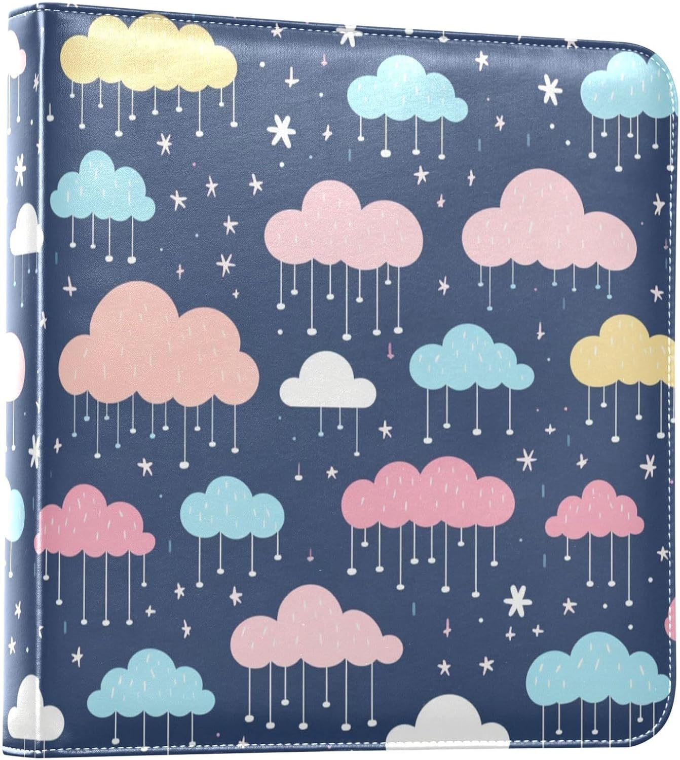JIPONI Funny Clouds in Rain Large Photo Album, DIY Leather Cover Scrapbook Albums for 4x6 5x7 6x8 Pictures, Self Adhesive Memory Book for Wedding, Baby, Family