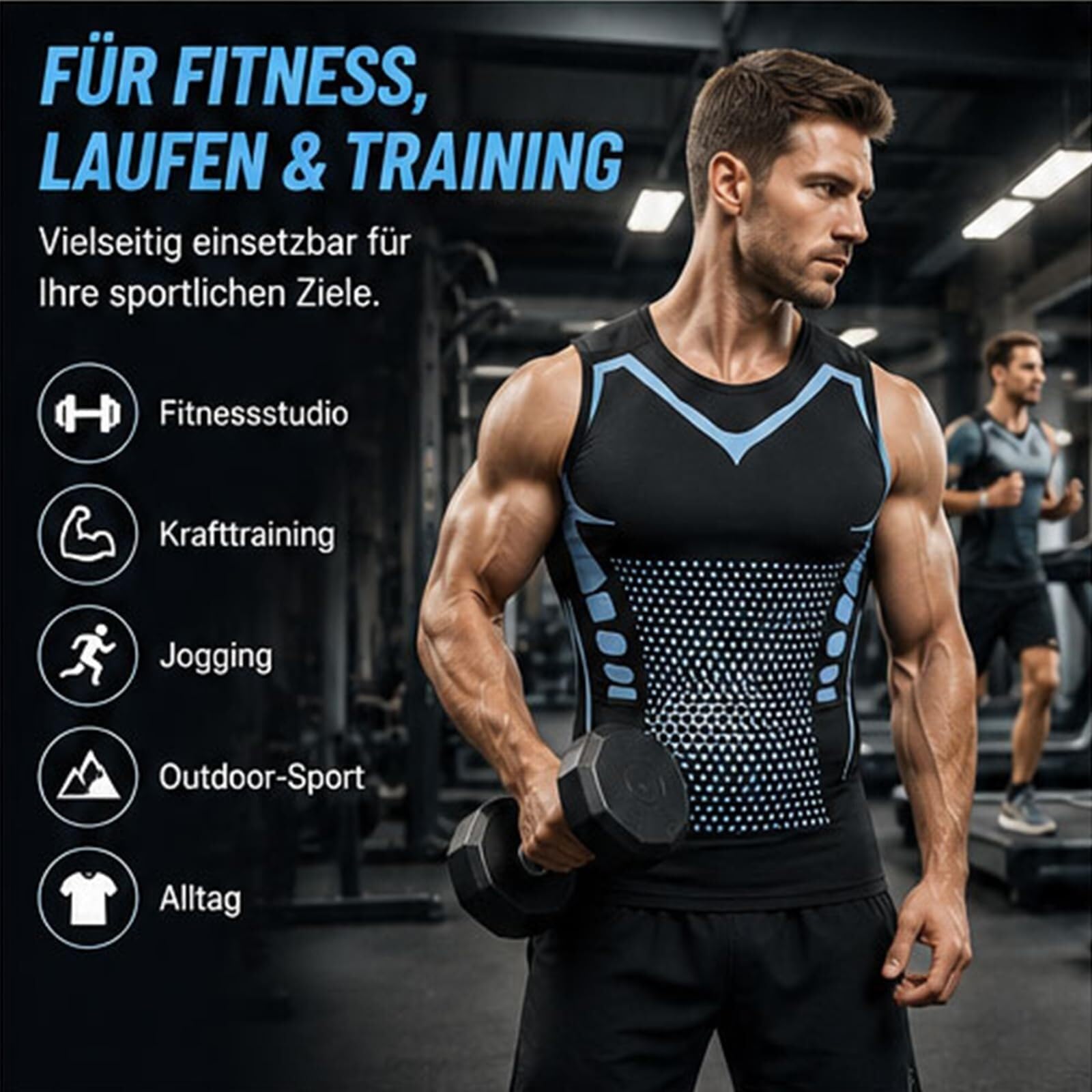 Confezione da 3 canottiere sportive da uomo, senza maniche, traspiranti, per il fitness | Maglietta a compressione ad asciugatura rapida, maglietta da allenamento, corsa, allenamento di forza