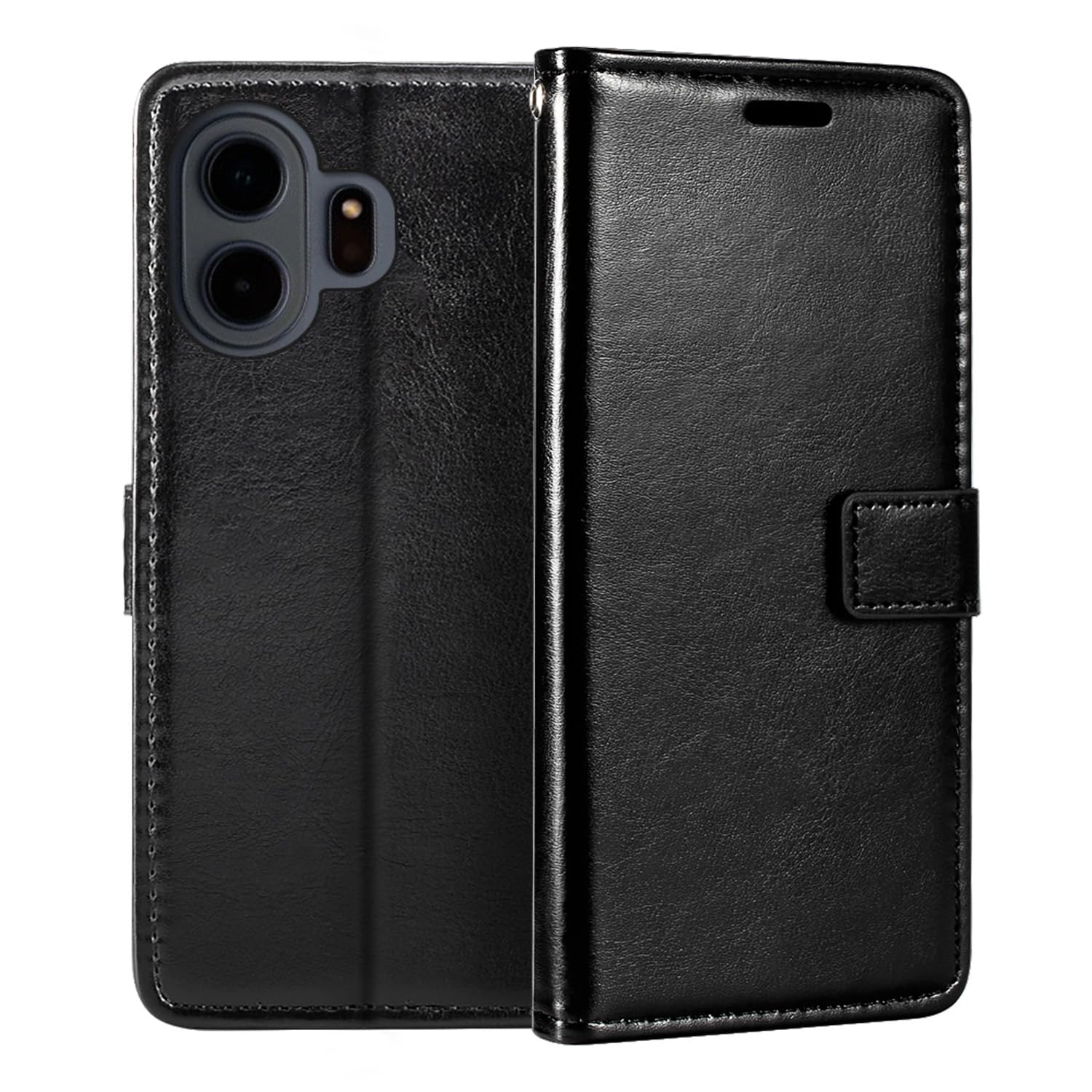 Leather Case Compatible with TCL NxtPaper 70 Pro 5G, Business Design Magnetic Flip Cover with 3 Card Slots, Photo Frame, and Hidden Wallet(Black)