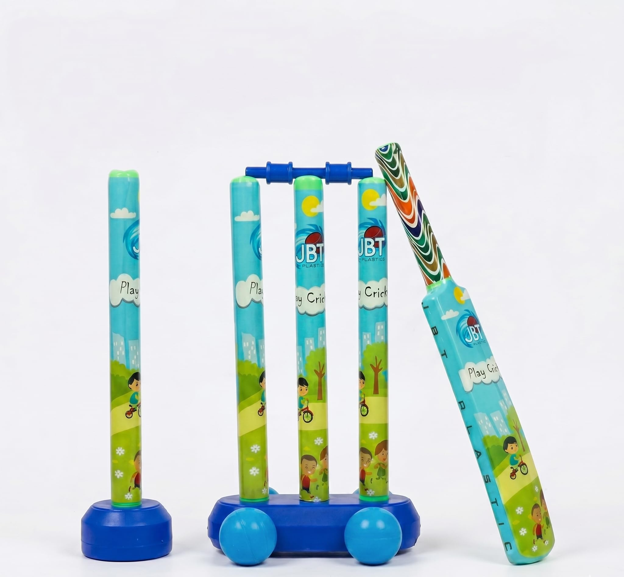 Kids Cricket Set with Bat, 4 Wickets & 2 Balls – Lightweight Plastic Cricket Kit for Boys & Girls – Outdoor Garden Backyard Sports Toy for Children Beginner Practice Play Set-image-20