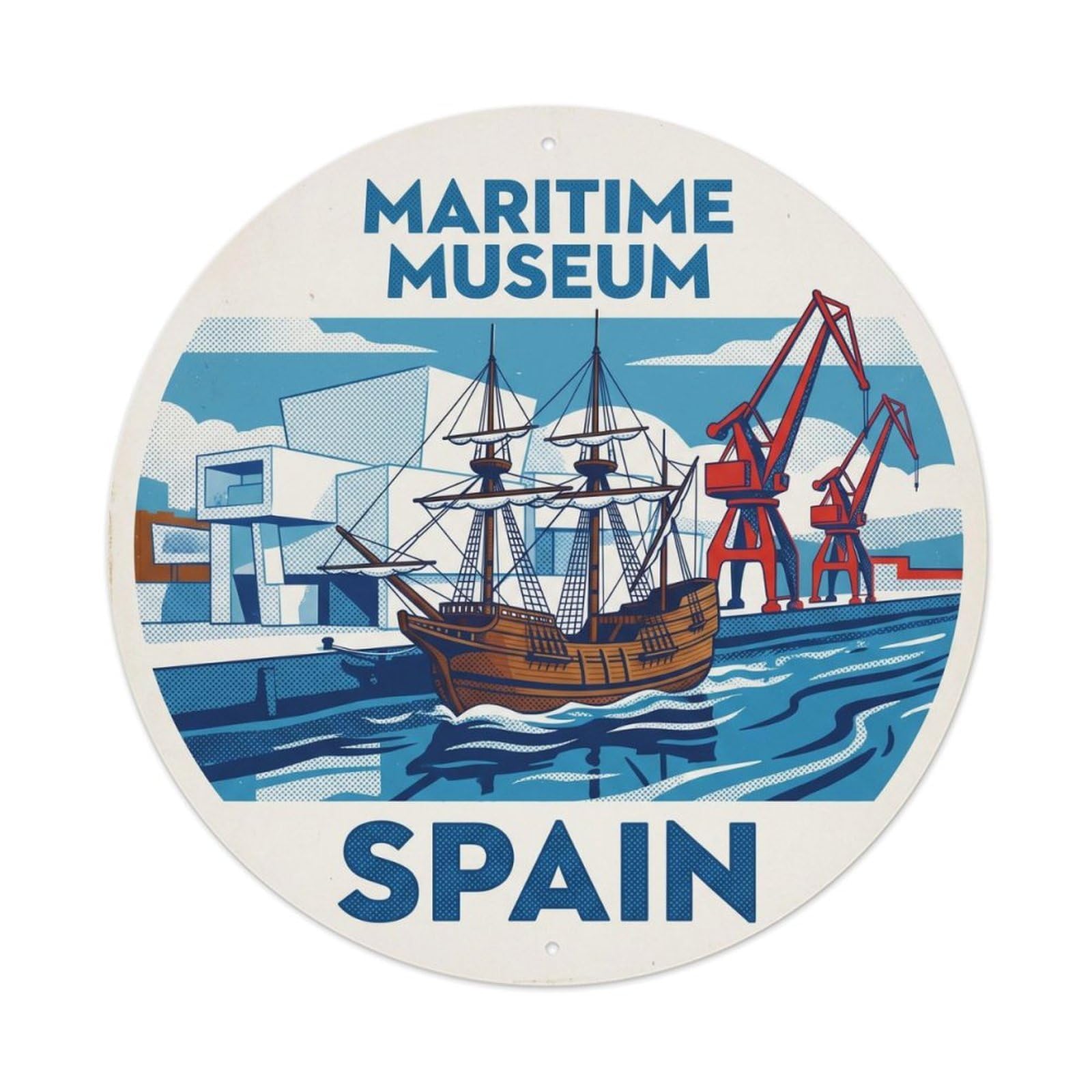 Bilbao Maritime Museum Spain Landmark Travel Metal Tin Sign