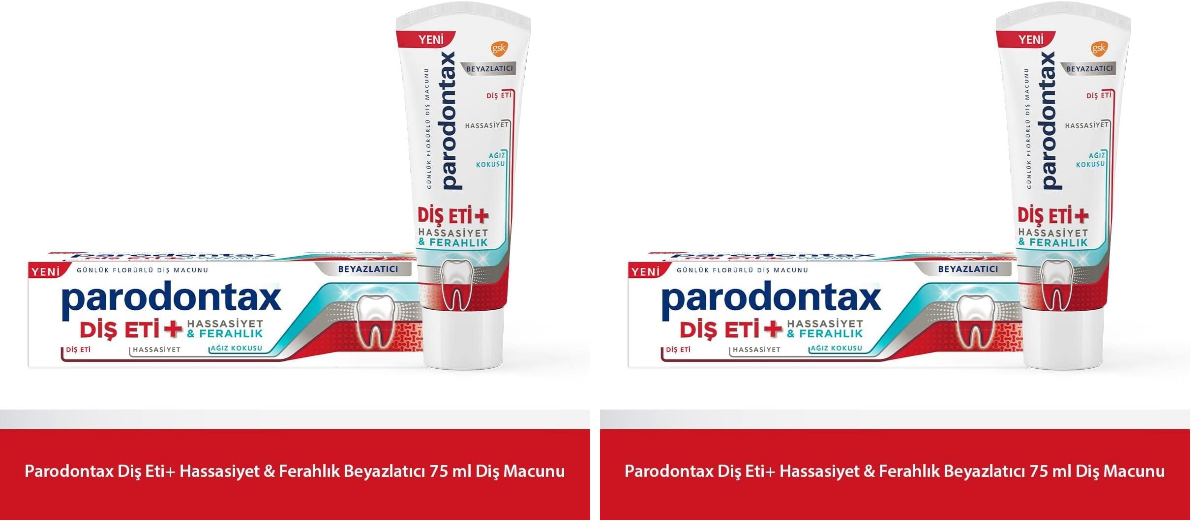 Parodontax Diş Eti + Hassasiyet & Beyazlatıcı Diş Macunu 75 ml (2 paketi)
