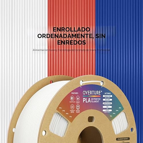 Miniatura 2 de OVERTURE - Filamento PLA 1/16 pulgadas, consumibles para impresora 3D, carrete de cartón de 2.2 libras, precisión dimensional +/- 0.0008 pulgadas