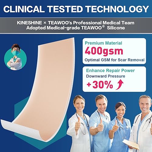 Miniatura 7 de Hojas de cicatriz de silicona de grado médico, 20 unidades (10 x 4 x 4 + 10 x 1.2 x 6), tratamiento de cicatrices de doble tamaño para cicatrices