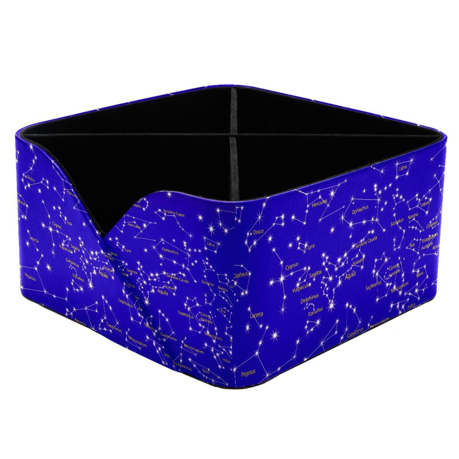 KengjuTesu Night Sky and Constellations Zodiac Desktop Organizer Pen Holder, Rectangular Pencil Cup for Office, Study and Makeup Stations