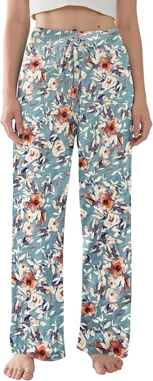 Miniyear Womens Pajama Pants Lightweight Casual Comfy Lounge Palazzo Pants Sleepwear Loungewear PJs Bottoms with Pockets
