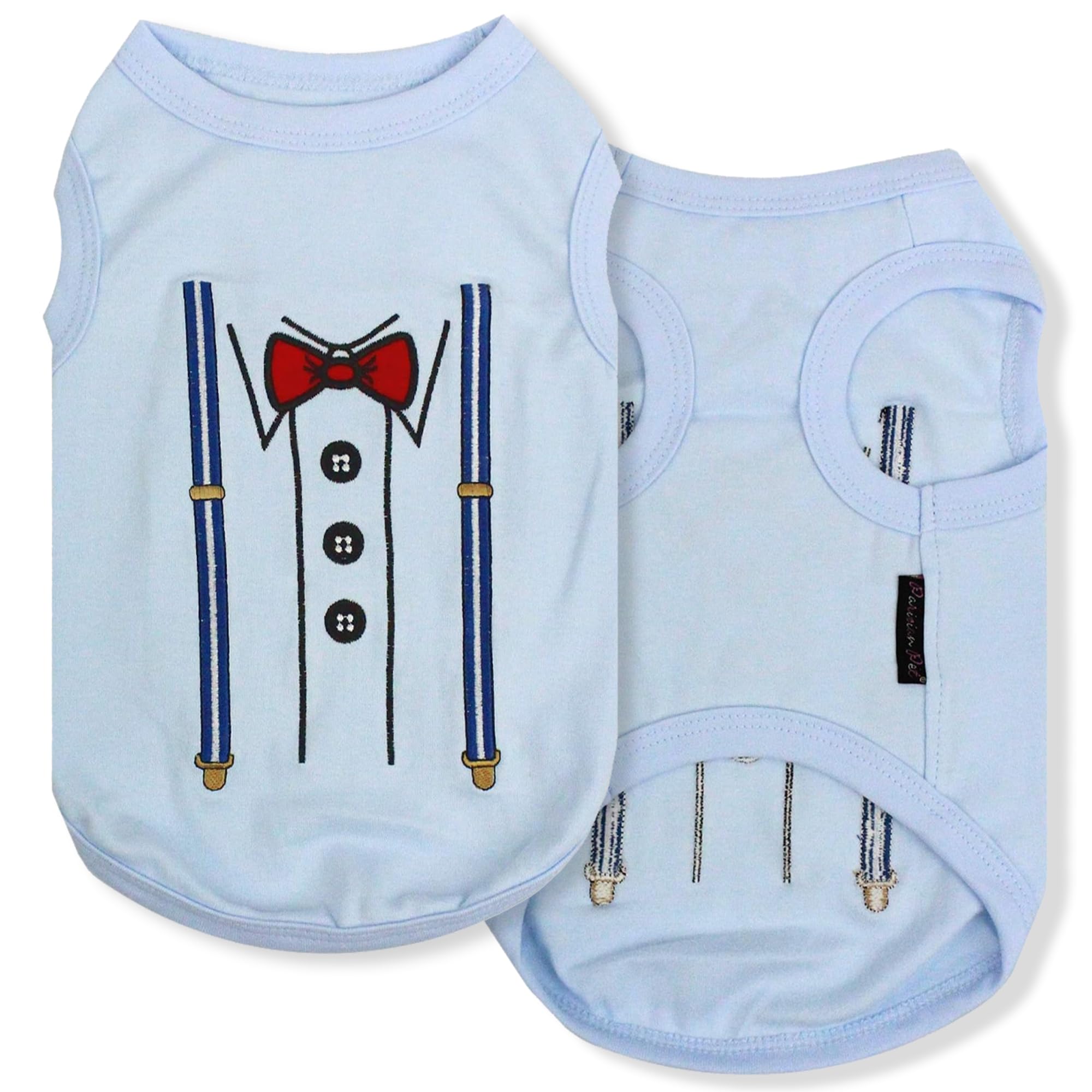 Parisian Pet Dog Shirt – 100% Cotton Bow Tie Shirts for Large Dogs – Sleeveless Puppy Clothes – Lightweight and Breathable Pet Apparel – Formal Tuxedo