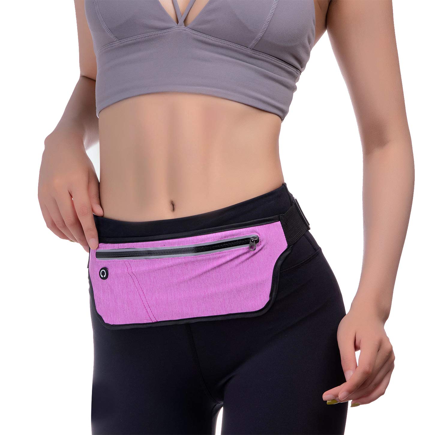 KEGE Multiple Color Slim Reflective Running Belt Fanny Pack, Bounce Free Water Resistant Exercise Workout Pouch Lightweight Waist Pack Gym Phone Holder for All Kinds of Phones