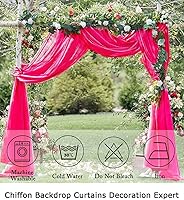 Vista 6 de ShinyBeauty Cortina de Fondo de Gasa Rosa Fuerte 10 Pies Cortinas Transparentes Fucsia 2 Paneles 29x120 Pulgadas Cortinas Semi-Transparentes