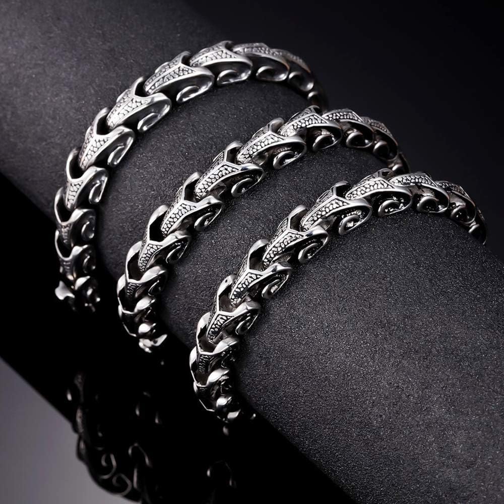 Qiaonitu 20-24 inch Length Dragon Link Men Necklace Jewelry Punk Vintage Hiphop Stainless Steel 2 kind Wear Method Biker Keel Chain Necklaces or Bracelet